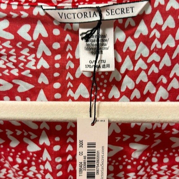 Victoria’s Secret Romantic Short Kimono Robe Red White Hearts - Picture 4 of 11